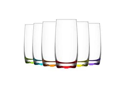 6 x 390ml Multicolour Highball Drink Glasses