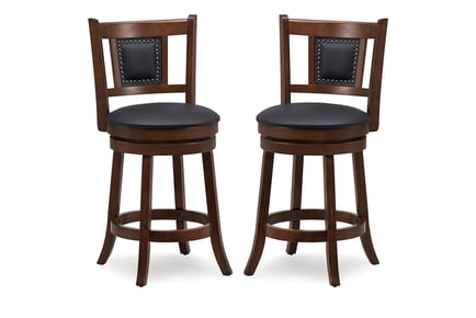 Set of 2 Swivel Bar Stools with Curved Backrests