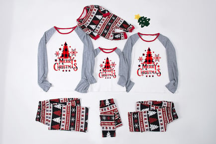 Christmas Themed Long Sleeve Family Pyjama Set - Size Options