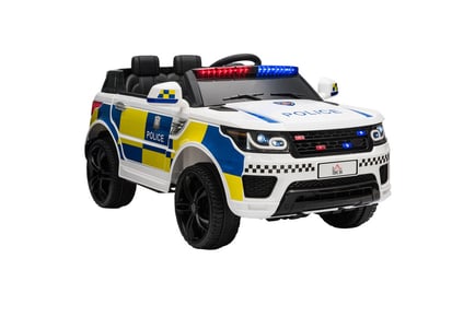 12V Kids Electric Ride-on Police Car w/ Remote, Siren, Light, Bluetooth - 3-6 Years!