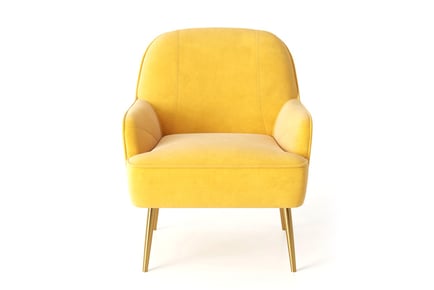 Upholstered Velvet Armchair with Gold-Plated Legs - Cream or Yellow