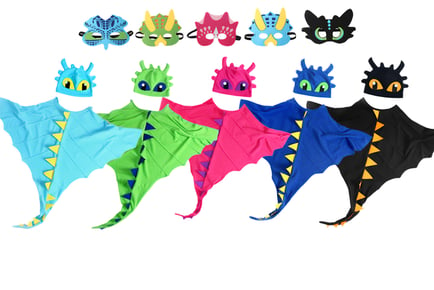 Kids' Dinosaur Costume Cape with Mask & Hat - 5 Colours