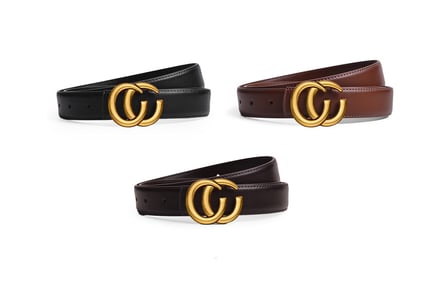 Gucci Inspired Leather Buckle Belt - Black, Caramel, or Coffee