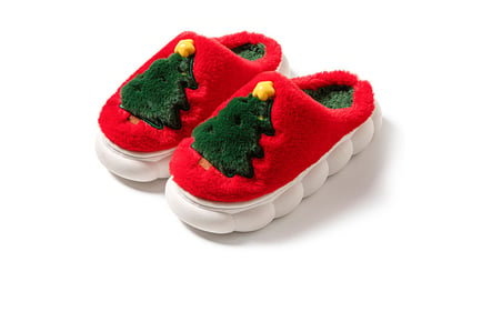 Christmas Tree Cotton Slippers - 5 Sizes, 3 Colours