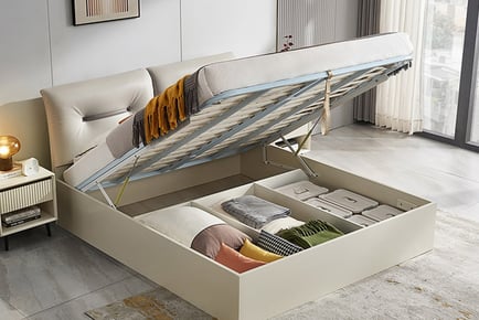 Ottoman Storage Bed - Upholstered Faux Leather