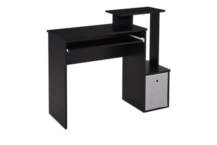 Computer Desk with Sliding Keyboard Tray, Cabinet & Shelf - Black