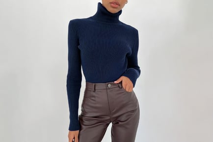 Women's Soft Rib-Knit Turtle Neck Top - 3 Options, 24 Colours