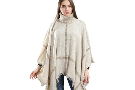 Burberry Inspired Plaid Knitted Poncho - 8 Colours