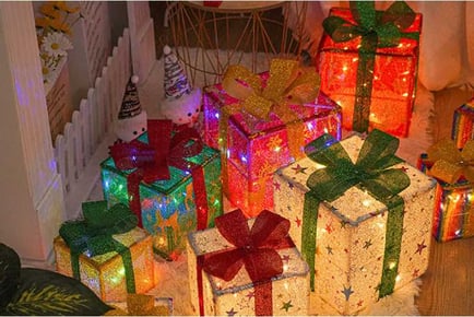 3-Piece Christmas Lighted Gift Boxes Set