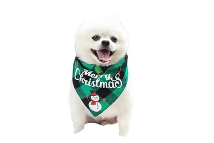 4Pcs Xmas Plaid Printed Pet Triangle Bib