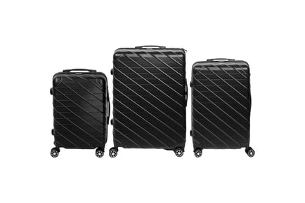 3Pc Black Luggage Set with TSA-Approved Locks