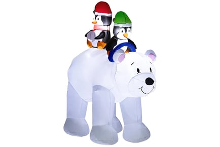 6.4ft Inflatable Polar Bear and Penguin Christmas Decor