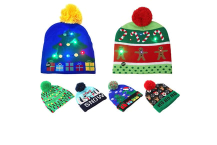 LED Christmas Knitted Beanie Hat - 3 Options