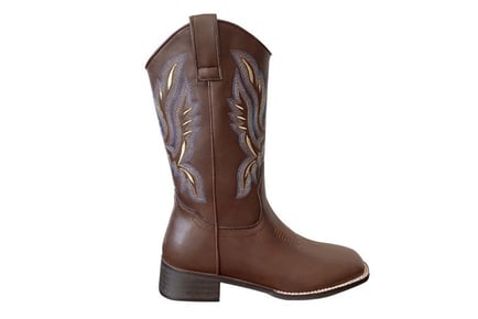 Square-Toed Western Cowgirl Boots - 7 Sizes, 3 Colours