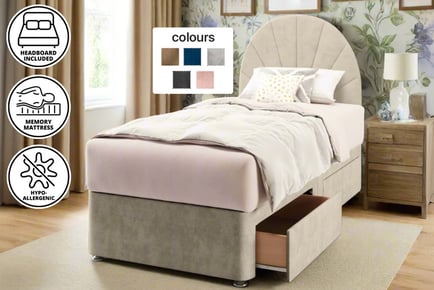 Celine Plush Divan Bed with Optional Mattress & Storage - 5 Colours