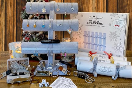 6 Luxury Christmas Crackers - Crystal Jewellery Gifts