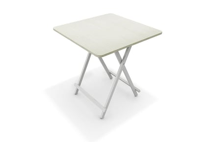 White Wooden Folding Dining Table with Metal Legs