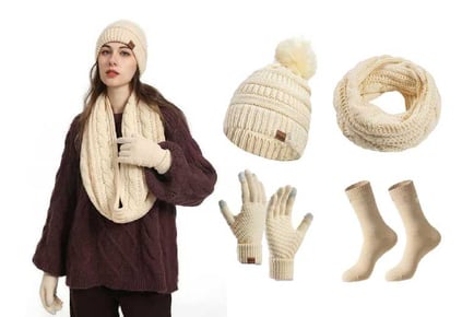 Winter Warm Hat Scarf Gloves Socks Set