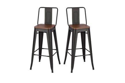 Metal and Wooden High Bar Stools - 2 Options