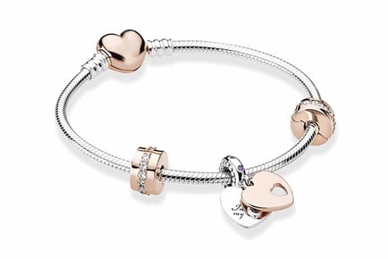 In My Heart Silver & Rose Gold Charm Bracelet