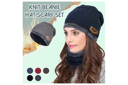 Winter Beanie Hat Neck Scarf Set