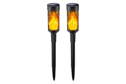 2Pcs Solar Outdoor LED Flame Stake Light