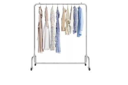 Heavy Duty Clothes Hanging Rail Rack on Wheels