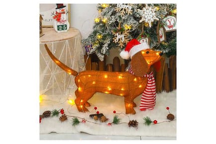 Xmas Dog Statue Outdoor String Lights