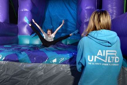 1 Hour Family Inflatable Park Access with 2 Hot Drinks & 2 Slushies - Air Unlimited, Burnley