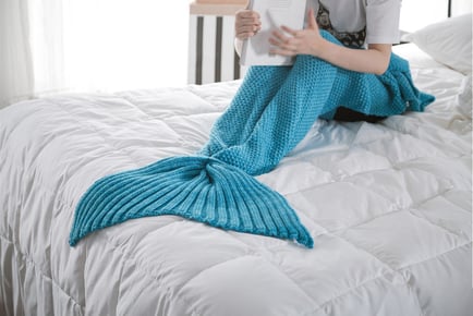 Blue Super Soft Hand Crocheted Mermaid Tail Sofa Blanket