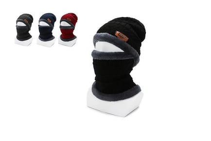 Winter Fleece Lined Beanie Hat & Neck Scarf Set - 5 Colours