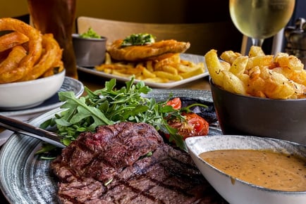 Steak Frites for 2 - Bottle of Wine Upgrade - Norwich