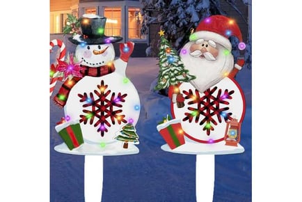 Snowman Santa Outdoor Xmas Stake Lights