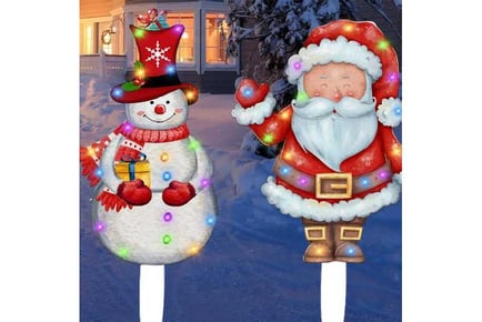 Snowman Santa Outdoor Xmas Stake Lights