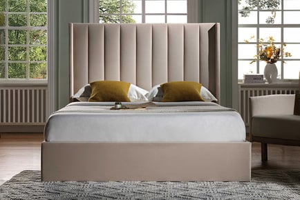 Baby Pink Upholstered Soneva Plush Bed Frame - 5 Sizes