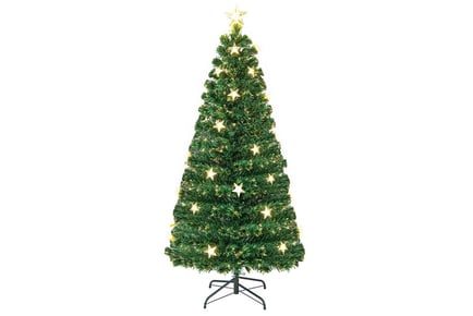 5 or 6ft Fiber Optic Artificial Christmas Tree with 21 Star LED Lights