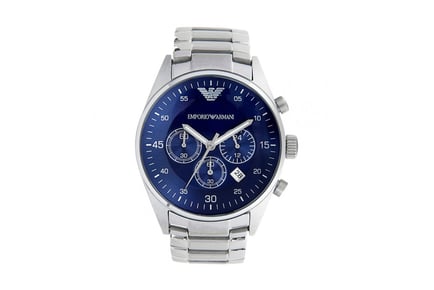 Emporio Armani AR5860 Men's Chronograph Watch - Blue & Silver