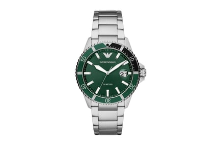 Emporio Armani Men's Stainless Steel Watch - Silver & Green