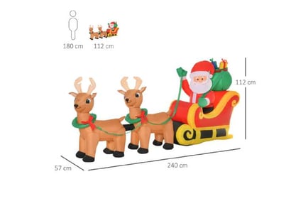 LED Santa Sleigh Inflatable, 1.1m