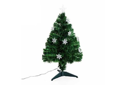 3ft Green Fiber Optic Tree w/ Snowflakes