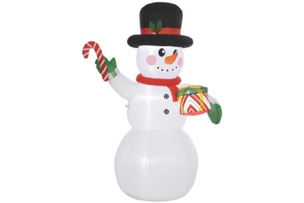 6ft Snowman w/ Candy Cane & LEDs