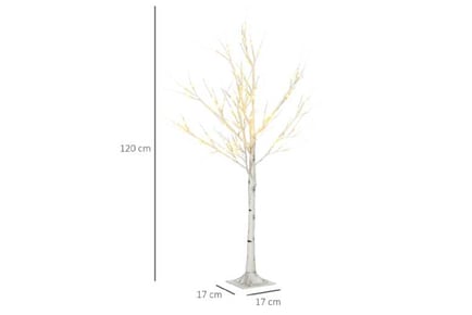 4ft White Birch Tree w/ 72 Warm LEDs