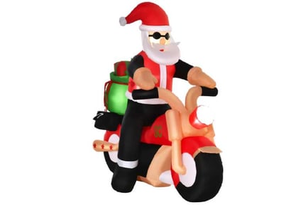 5.5ft Inflatable Santa on Motorcycle LED