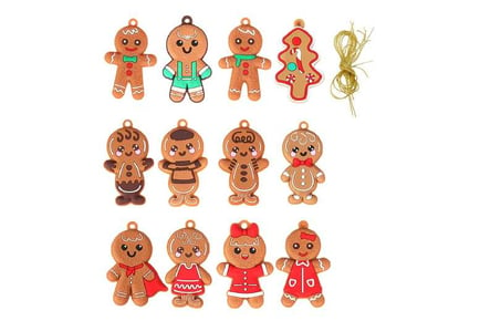 12Pcs Gingerbread Man Xmas Tree Pendants