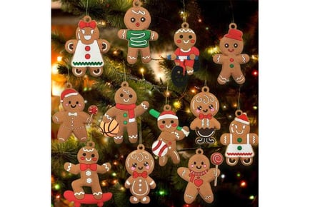 12Pcs Gingerbread Man Xmas Tree Pendants