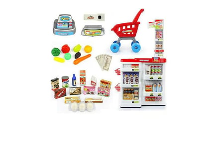 Kids' Supermarket Shop Playset w/ Play Food, Trolley & Sound