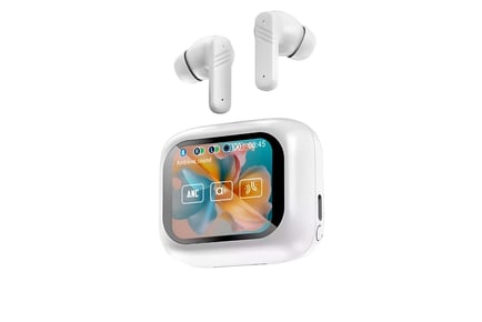 Wireless Earbuds with LED Touch Control - Black & White