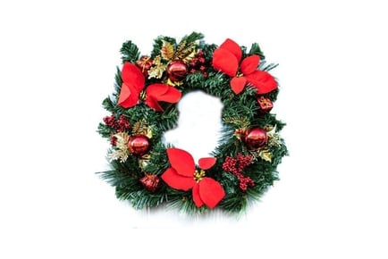 Premium Red & Gold Christmas Wreath - 40cm