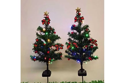 2Pcs Solar Christmas Tree Stake Lights