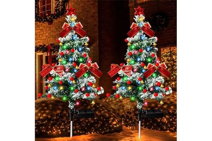 2Pcs Solar Christmas Tree Stake Lights